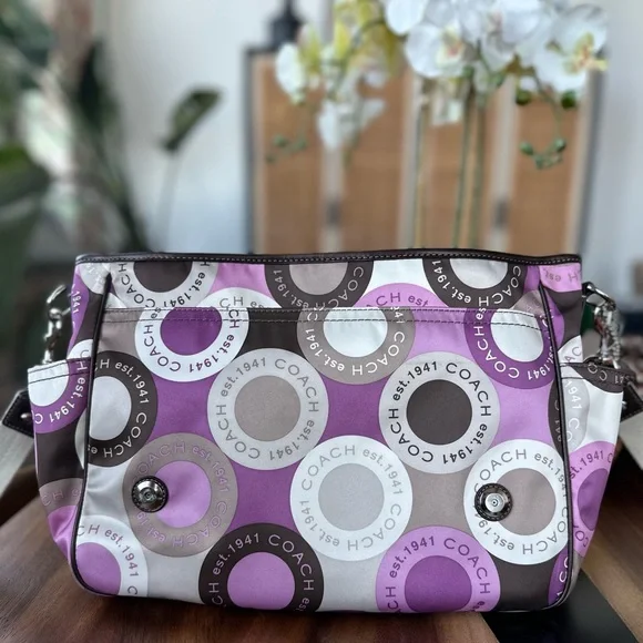Vintage Coach Purple Signature Messenger or Diaper Bag EUC - Picture 7 of 12